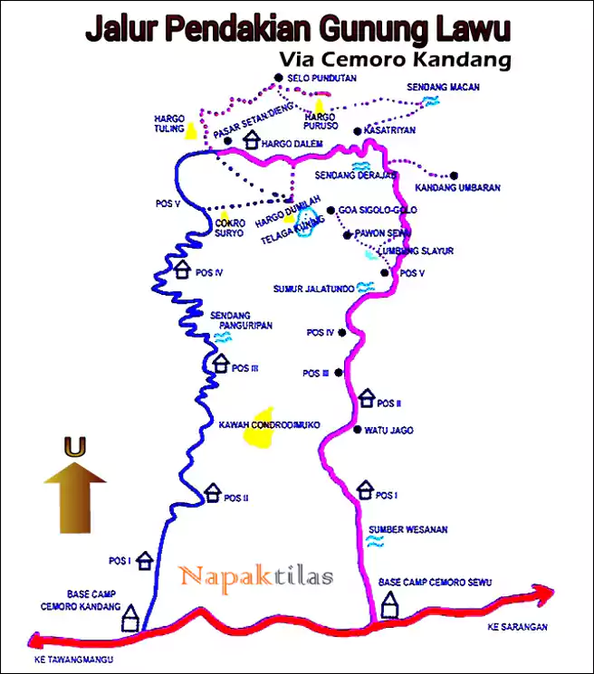 Peta Jalur Pendakian Gunung Lawu Via Cemoro Kandang
