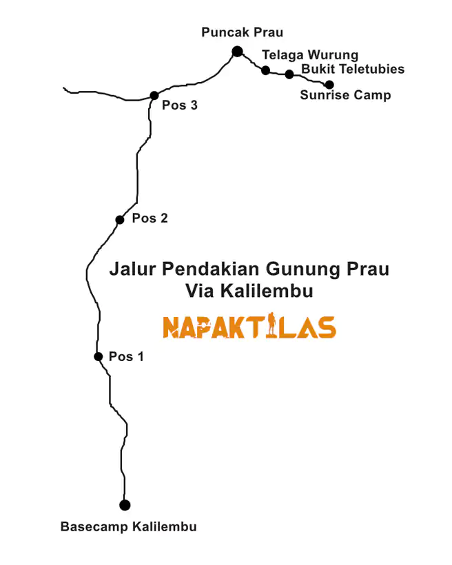 Peta Jalur Pendakian Gunung Prau Via Kalilembu