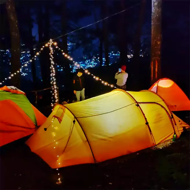 Suasana Malam Hari Camping Di Curug Batu Gede Cisuren